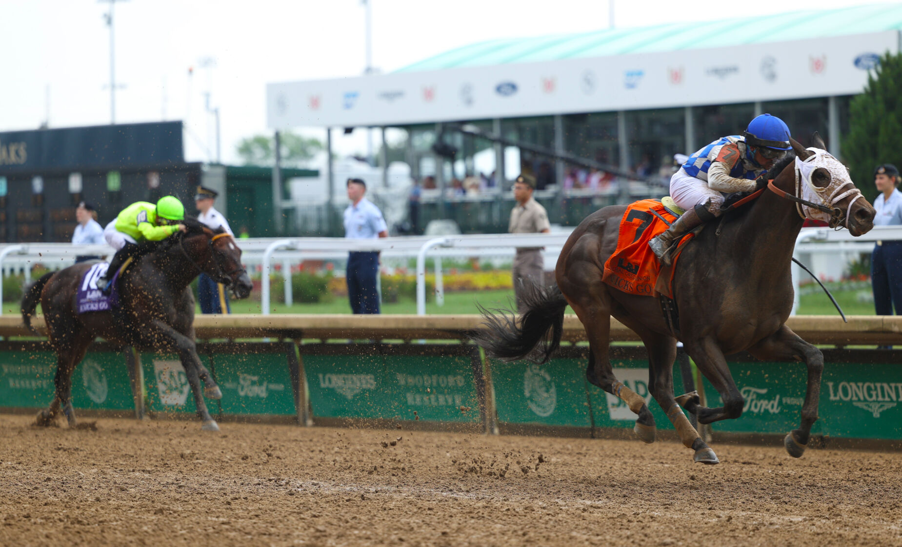 Horse leads at Churchill race.JPG